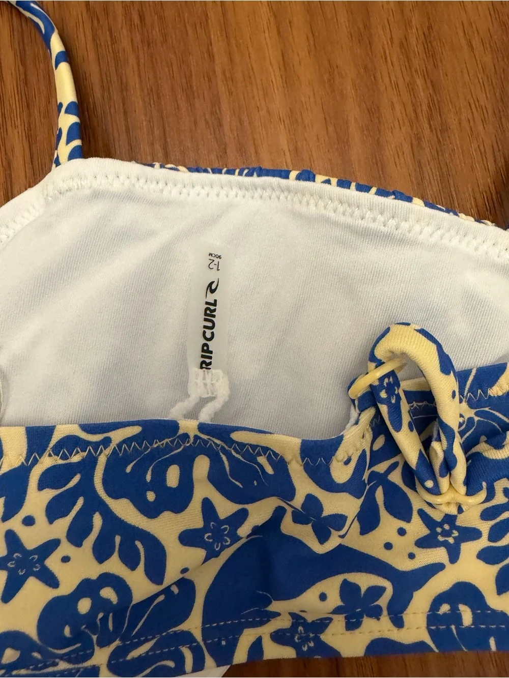 Rip Curl Girls Blue and Cream Floral Ruffle Bikini Set